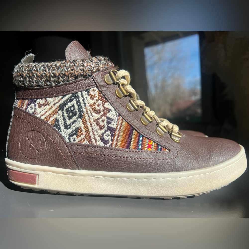 Inkkas Brown Leather textile high top Camping Boot W8 | M6